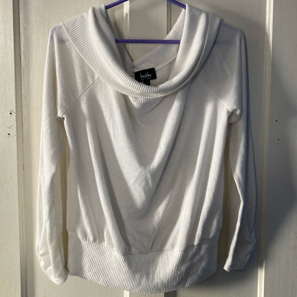 Long sleeve wide neck mock turtleneck